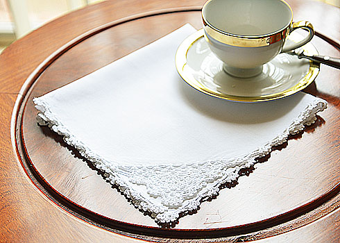 White colored Crochet Napkin. Cotton. 17" napkins. - Click Image to Close